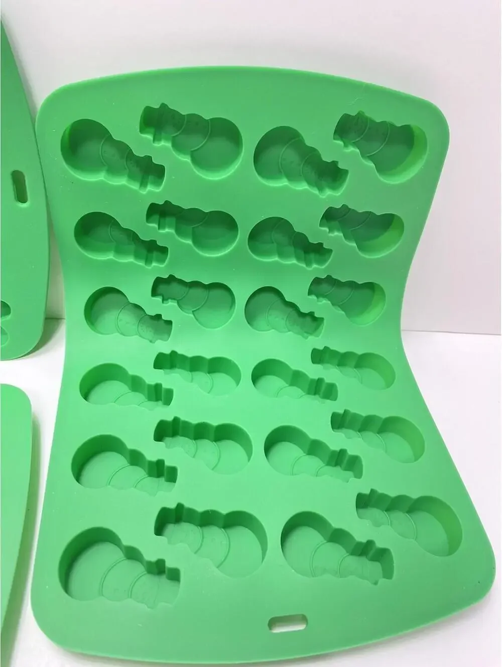 Green Christmas Silicone Baking Molds 3pc Gingerbread Snowmen Candy Brand New